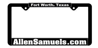 Black Plastic Standard License Plate Frame w/Chrome or Silver Raised Lettering *Call for Pricing!