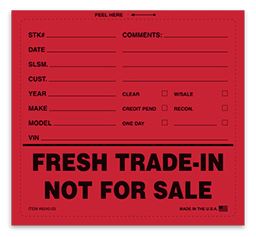 FRESH TRADE-IN NOT FOR SALE STICKER QTY 100 per pack 2up