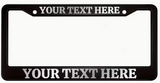 Black Plastic Standard License Plate Frame w/Chrome or Silver Raised Lettering * $0.59 Each