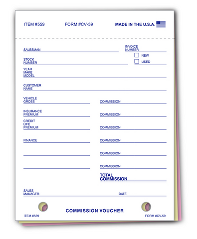 Commission Voucher 3Part (500) 5 packs $6.99 each