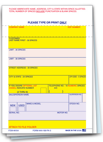 Vehicle Deal Label - AA-168-P/A-3part - Qty. 500