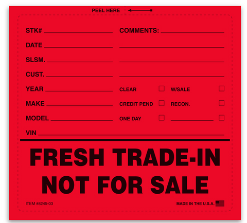 FRESH TRADE-IN NOT FOR SALE STICKER QTY 100 per