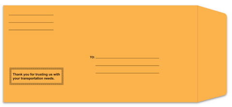 License plate Self seal Envelope with Imprinted Lines
