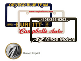 Custom License Plate Frame Black with white Imprint * $0.49 Each