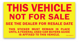This Vehicle Not for Sale stickers - Yellow (100)