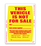 This Vehicle is Not for sale stickers - Yellow/white (250)